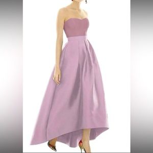 Alfred Sung high low suede rose gown